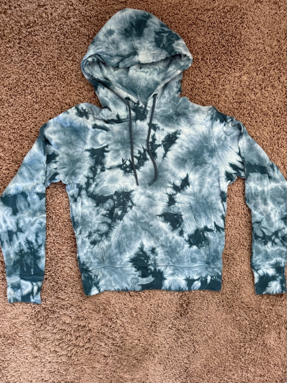 Athleta Teal and Gray Tie-Dye Hoodie